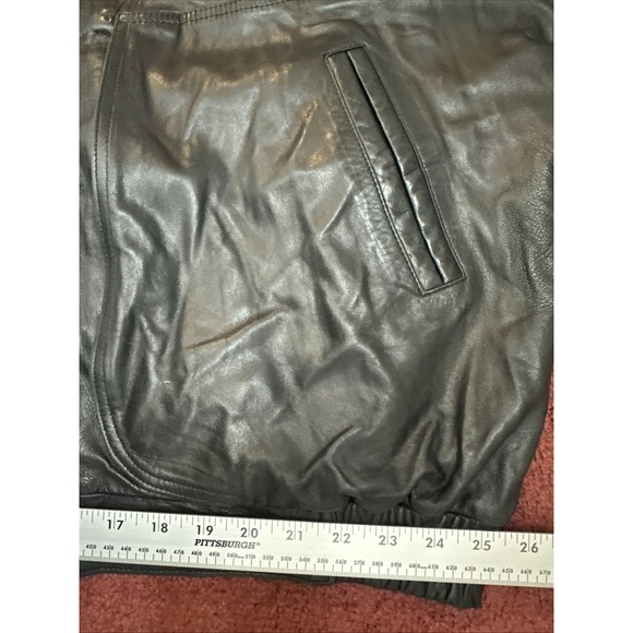 St Croix Shop Brown Black Two Tone Leather Double Collar Bomber Jacket 2XL Sz 50 - Picture 12 of 13